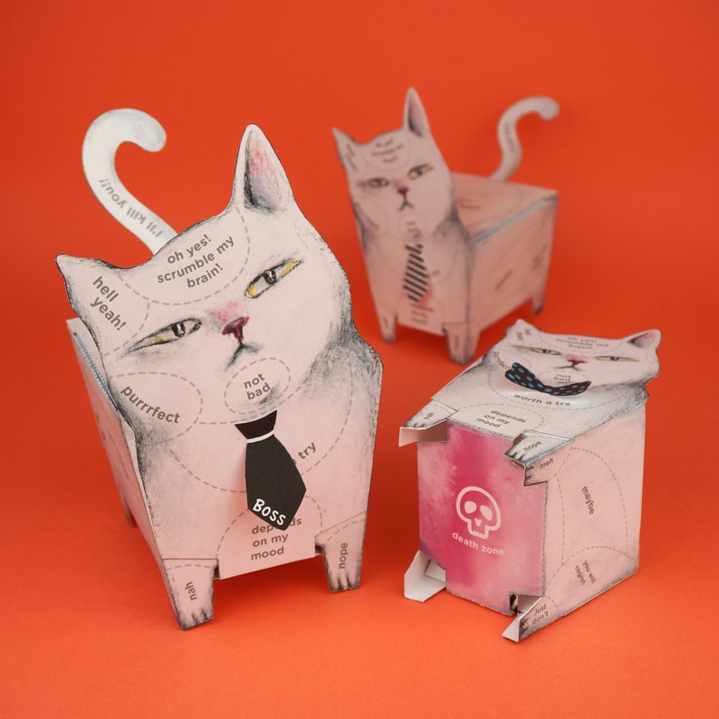 Cat Petting Chart Favor Box illustration