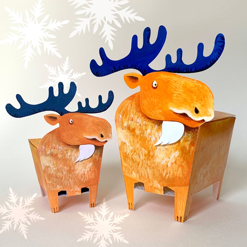 Christmas Moose Favor Box illustration